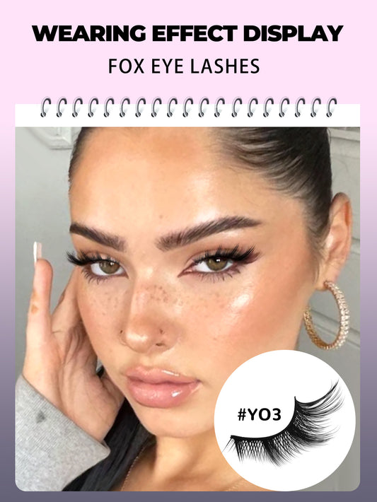 GROINNEYA 7 Pairs Cat Eye Natural False Eyelashes 3D Faux Mink Soft Anime Volumized Lashes Extensio
