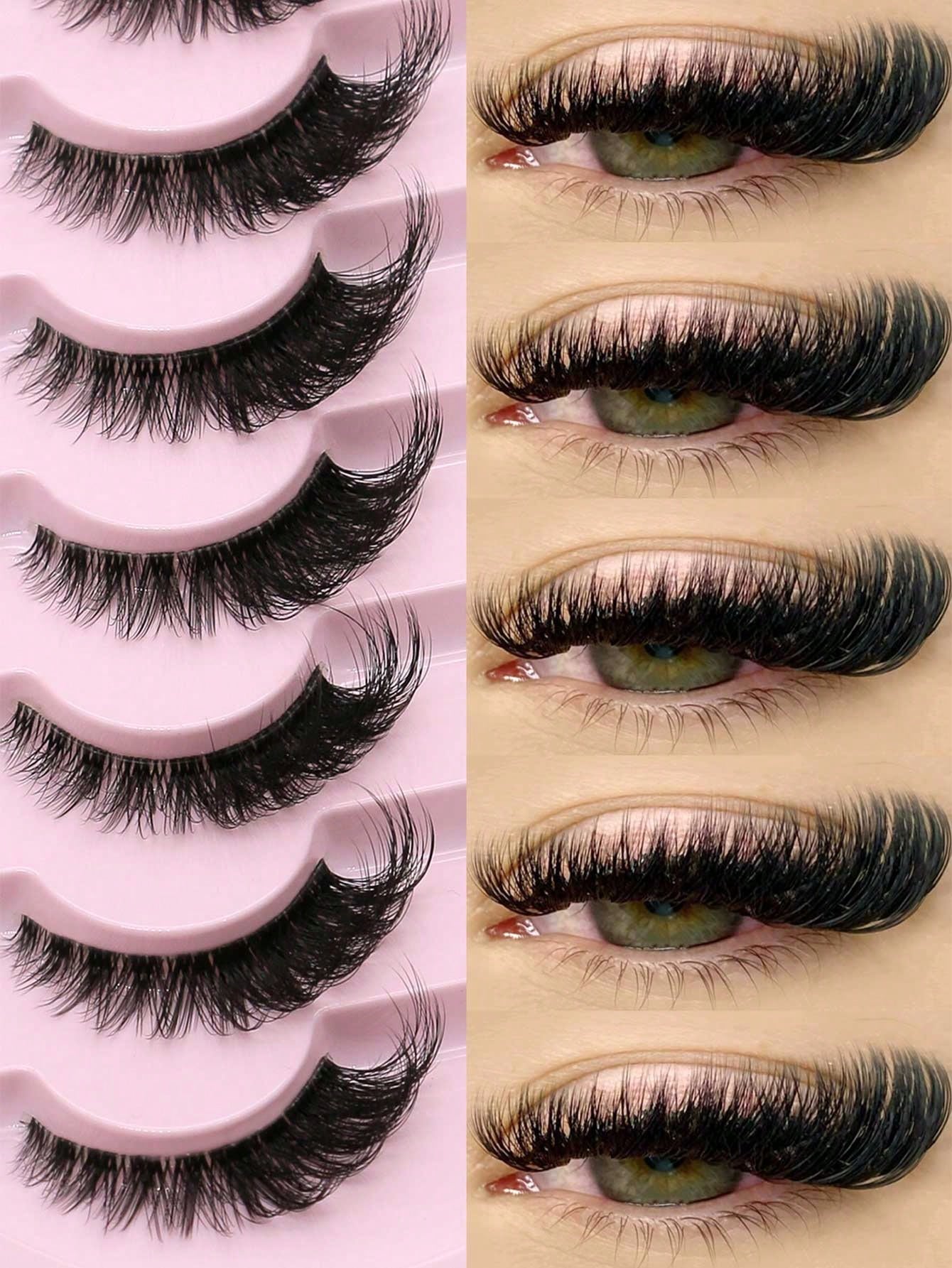 GROINNEYA 7 Pairs New Cat Eye False Eyelashes, Natural & Lengthening Transparent Band, Flared Ends, Elongate Eye Shape, Faux Mink Lashes, Makeup Use (XF10) Strip Eyelashes, Lashes, False Lashes, Fake Lashes