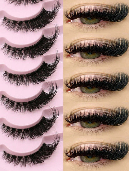 GROINNEYA 7 Pairs New Cat Eye False Eyelashes, Natural & Lengthening Transparent Band, Flared Ends, Elongate Eye Shape, Faux Mink Lashes, Makeup Use (XF10) Strip Eyelashes, Lashes, False Lashes, Fake Lashes