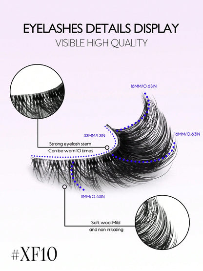 GROINNEYA 7 Pairs New Cat Eye False Eyelashes, Natural & Lengthening Transparent Band, Flared Ends, Elongate Eye Shape, Faux Mink Lashes, Makeup Use (XF10) Strip Eyelashes, Lashes, False Lashes, Fake Lashes