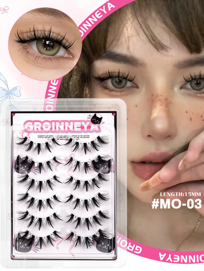 GROINNEYA Manga Lashes Fairy Strip Eyelashes Spiky Spider Wispy Anime Lashes Asian Cosplay False Eyelashes Extension