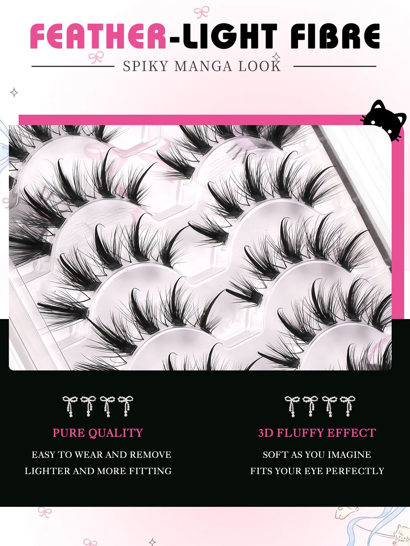 GROINNEYA Manga Lashes Fairy Strip Eyelashes Spiky Spider Wispy Anime Lashes Asian Cosplay False Eyelashes Extension