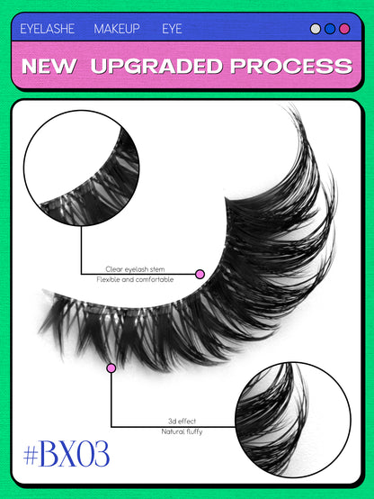 GROINNEYA 5 Pairs Cat Eye False Eyelashes, Transparent Band Faux Mink Lashes, Natural Look Fake Eyelashes, Eyelash Extension Makeup (BX03) Strip Lashes, False Eyelashes, Eyelashes, Fake Lashes