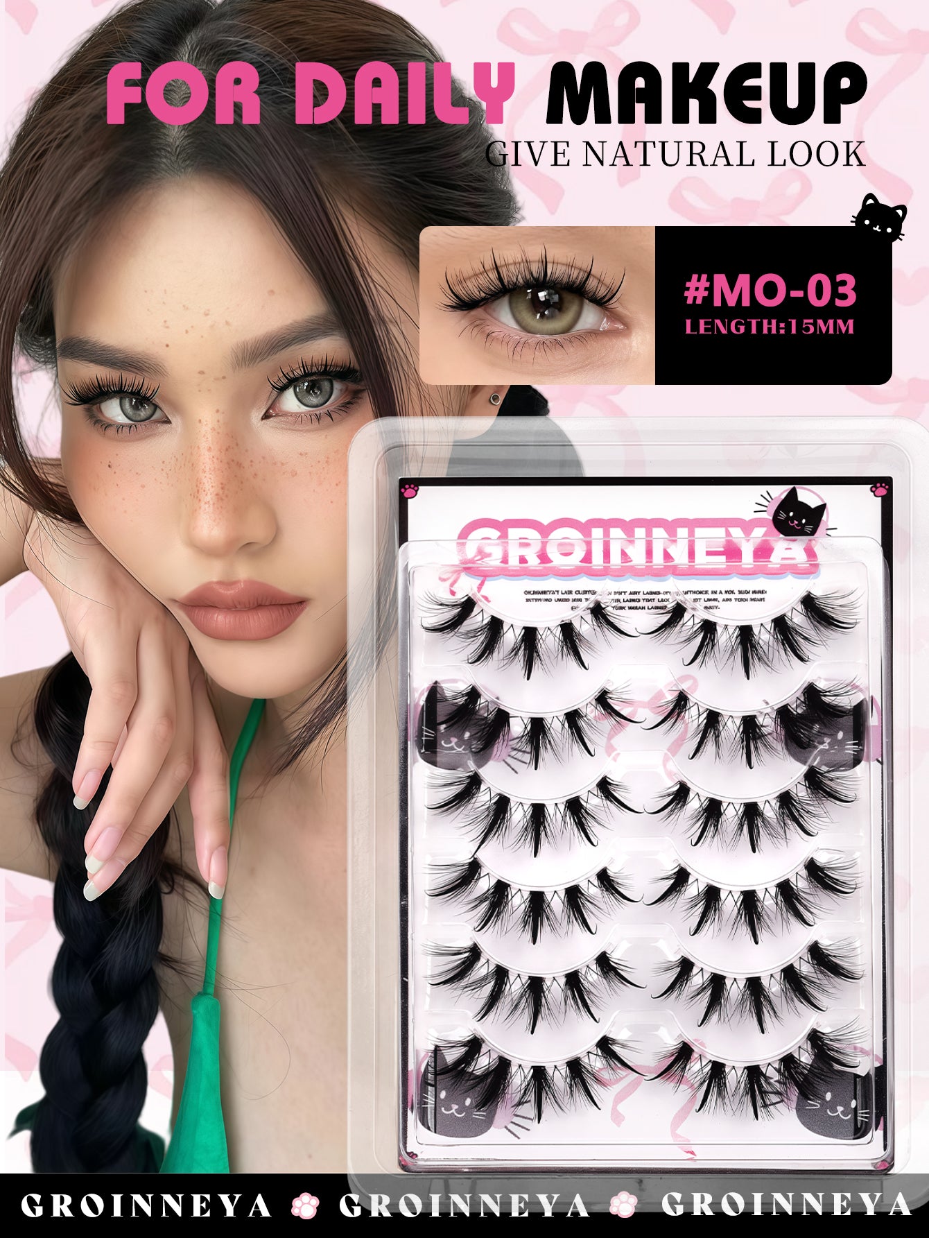 GROINNEYA Manga Lashes Fairy Strip Eyelashes Spiky Spider Wispy Anime Lashes Asian Cosplay False Eyelashes Extension