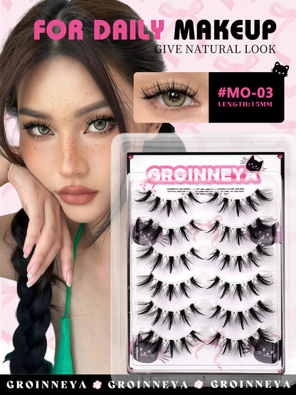 GROINNEYA Manga Lashes Fairy Strip Eyelashes Spiky Spider Wispy Anime Lashes Asian Cosplay False Eyelashes Extension