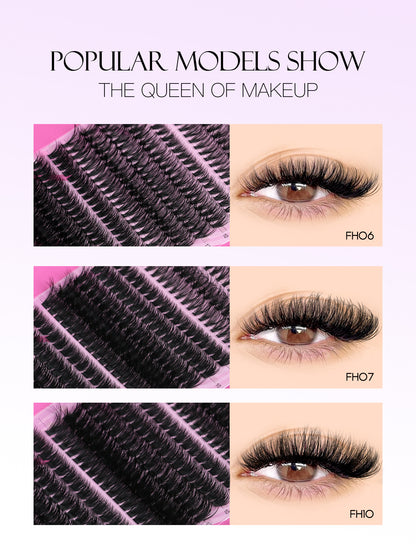 GROINNEYA 15Rows Clusters C Curl Individual Lash Clusters DIY Lash Clusters Natural Look&Wispy&Ultra Soft Reusable Individual Segmented False Eyelashes For Beginner Use At Home Or On-The-Golash Clusters