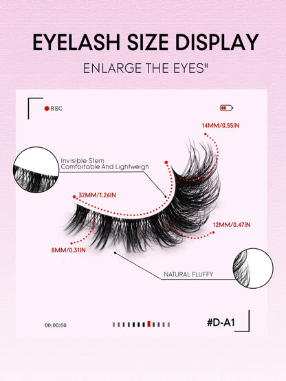 GROINNEYA 7 Pairs of Natural Cat Eye Eyelashes Multi-Layer Curled Wispy Fox Eye Lashes Various Lengths Mink Eyelashes Tail Elongated Eyelashes 3D Fluffy and Delicate False Eyelashes