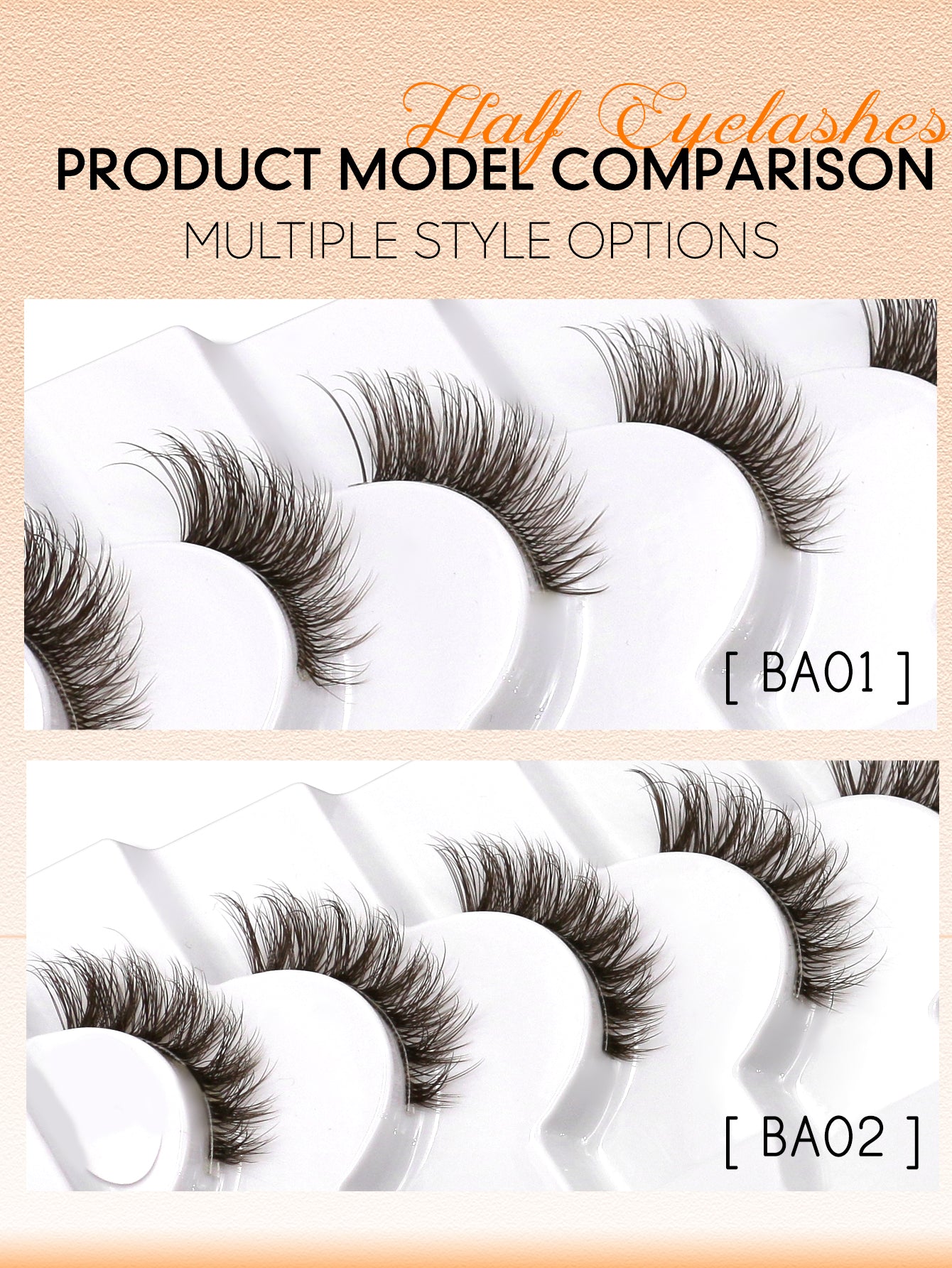 6 Pairs Brown Half Eye Lashes Natural Clear Band Full Strip Lashes Short Cat Eye Eyelashes Wispy Soft False Lashes Criss-cross Volume Fake Lashes Suitable All Kinds Parties