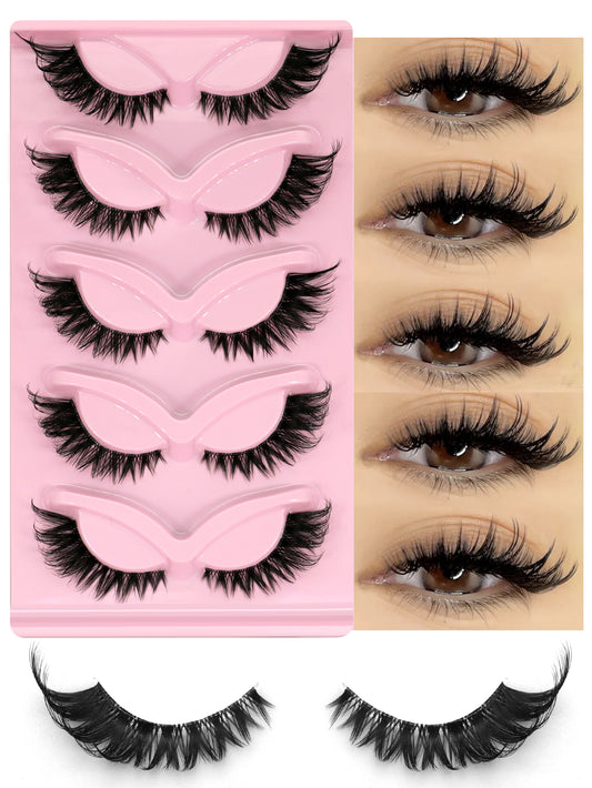 GROINNEYA 5 Pairs Cat Eye False Eyelashes, Transparent Band Faux Mink Lashes, Natural Look Fake Eyelashes, Eyelash Extension Makeup (BX03) Strip Lashes, False Eyelashes, Eyelashes, Fake Lashes