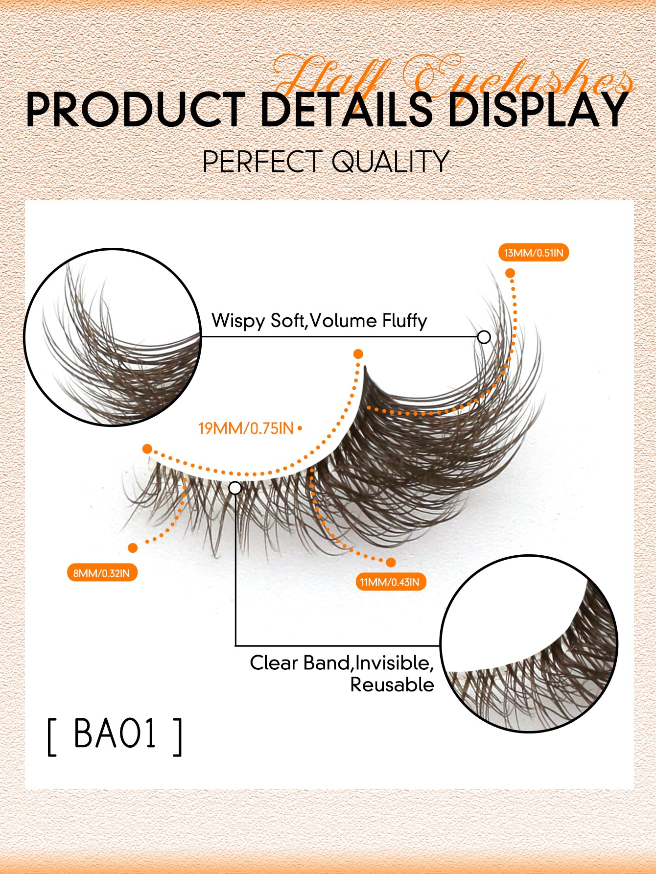 6 Pairs Brown Half Eye Lashes Natural Clear Band Full Strip Lashes Short Cat Eye Eyelashes Wispy Soft False Lashes Criss-cross Volume Fake Lashes Suitable All Kinds Parties