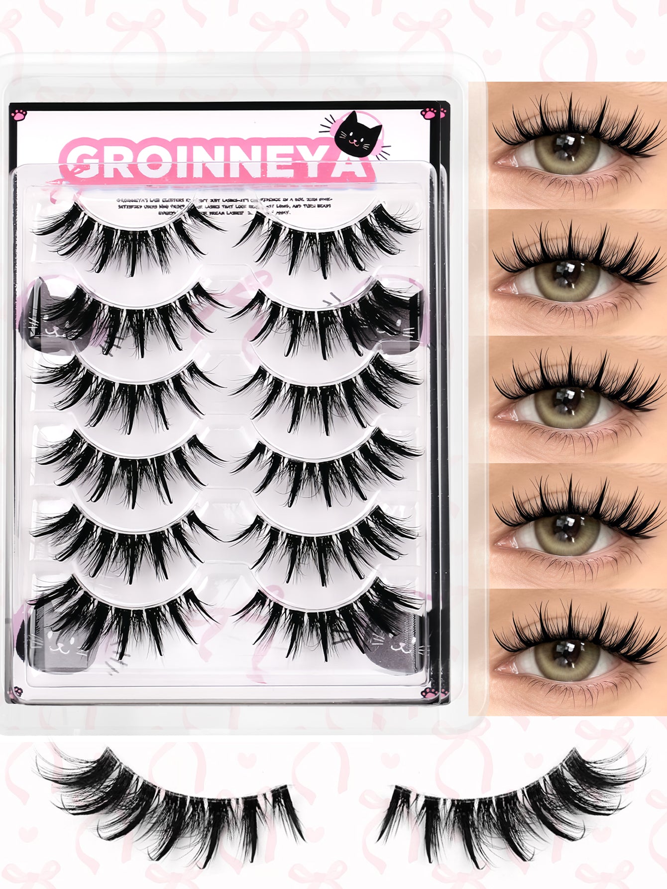 GROINNEYA Manga Lashes Fairy Strip Eyelashes Spiky Spider Wispy Anime Lashes Asian Cosplay False Eyelashes Extension